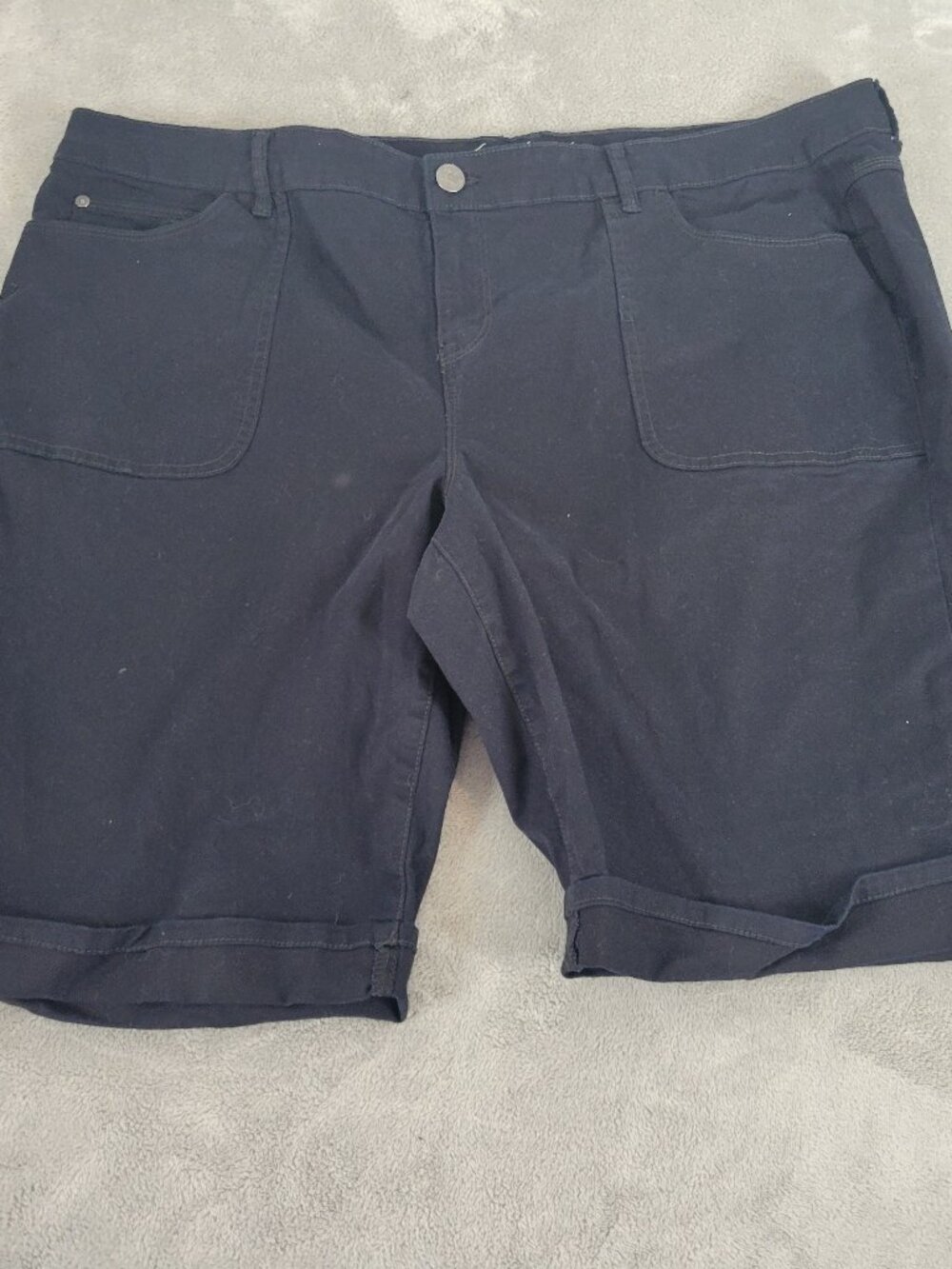 Gloria Vanderbilt Denim Bermuda Shorts 18W Indigo Blue Elastic Waist Slim BLU16E